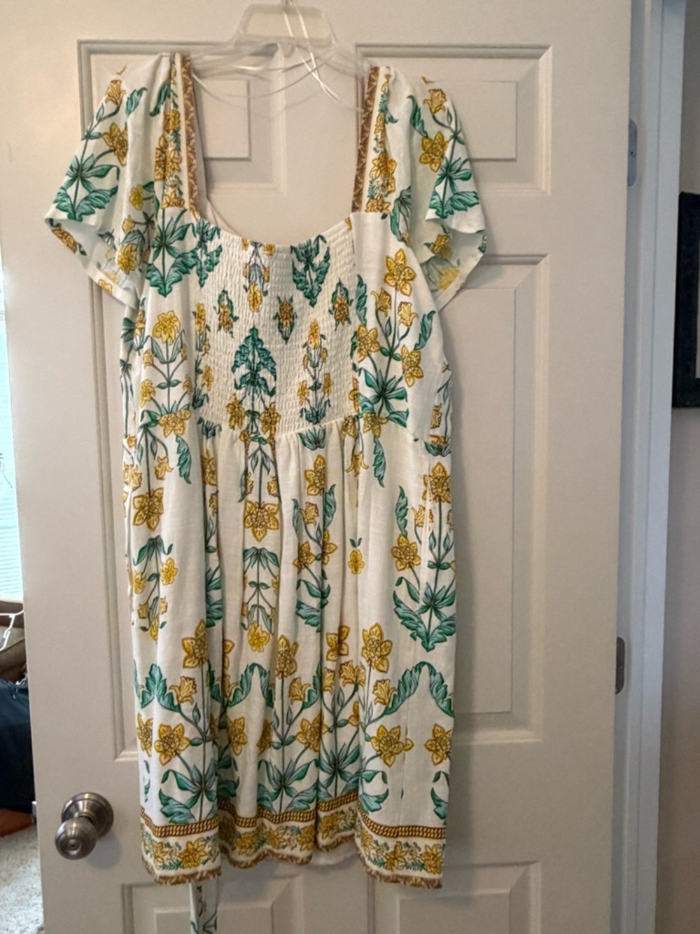 Draper James White Sleeveless Floral Top with Yellow and Teal Accents - Picture 4 of 6